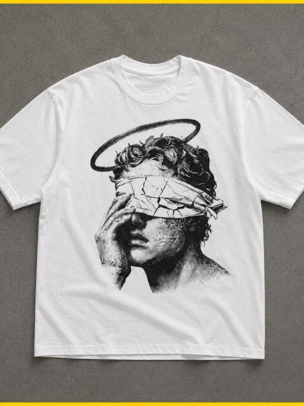 White Angel Halo Graphic Tee – Gothic Y2K Vintage Streetwear Shirt